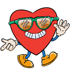 Love Heart Funky cartoon style