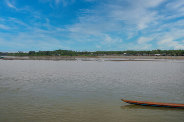 Chocó, Quibdo, Colombia. March 4, 2020: Fishermen on the shore of the Atrato river. 