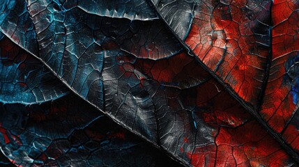 Close-up of an autumn leaf's intricate texture, showcasing vibrant hues. Ai Generated