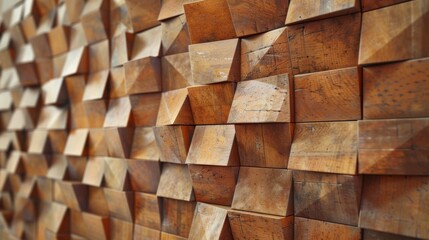 Warm toned wooden cubes pattern with a tactile texture for creative backgrounds and designs