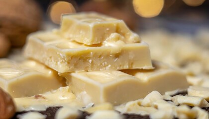 Fototapeta na wymiar Gourmet White Chocolate Pieces Close-Up