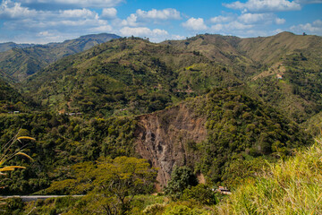 Fototapeta na wymiar Landscape Via El Toyo-Cañas Gordas in Antioquia; Colombia. 