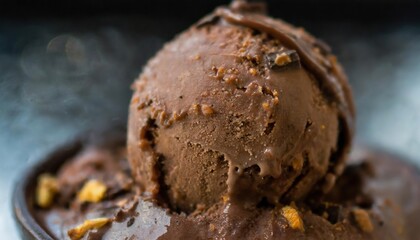 Scoops of Chocolate Ice Cream Close-Up