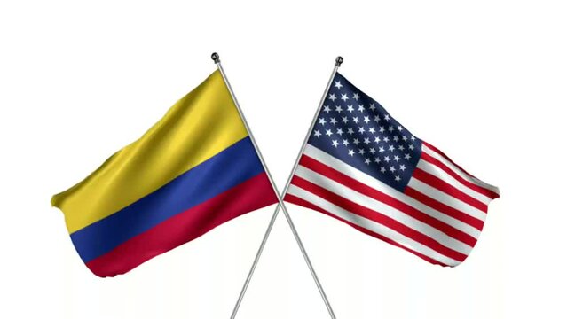 Colombia and American flags video animation