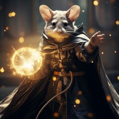 Robed Mouse Holding Glowing Orb