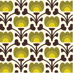 70s retro floral wallpaper pattern background