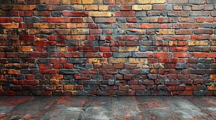 Brick wall texture background. Red brick wall wallpaper in vintage style. Orange background....