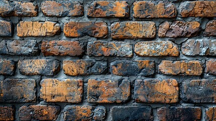 Naklejka premium Brick wall texture background. Red brick wall wallpaper in vintage style. Orange background. Interior of brick building. Red brickwork. House construction industry background. Loft style house wall