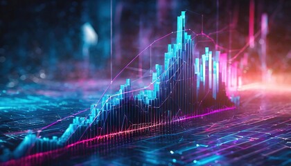 Futuristic Financial Growth Concept with 3D Stock Market Graph