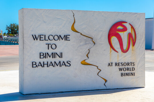 Welcome Sign at the cruise ship port on the Island of Bimini in the Bahamas
