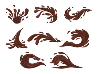 brown color chocolate splash wave shape effect fresh melting smooth milk or coffee liquid