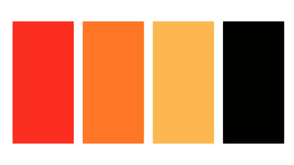 Orange and black color palette. Set of bright color palette combination in rgb hex. Color palette for ui ux design. Abstract vector illustration for your graphic design, banner, poster or landing page