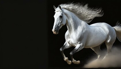 Obraz na płótnie Canvas white horse on black background