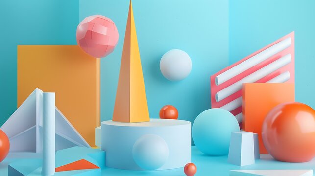 3D rendering of a colorful abstract geometric background.