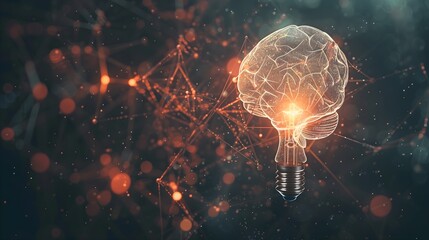 Innovative Concept Illustrating Brain as Lightbulb with Neural Network Connections - obrazy, fototapety, plakaty