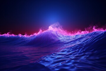 Neon Wave Background, Neon Sea Water Wave Wallpaper, Abstract Colorful Wave Background, Abstract Digital Wave, Glowing Water Wave, AI Generative