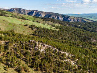 Fototapeta na wymiar Aerial View of scenery on the Big Horn Mountains Scenic Byway Dayton to Burgess Jonction on US 14 Wyoming