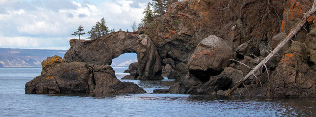 Natural arch near Halibut Cove in the Kachemak Bay Homer Alaska United States