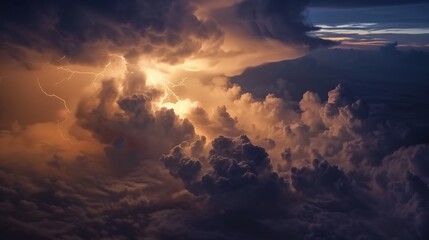 A dramatic and awe-inspiring image of a lightning storm from above the clouds.