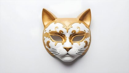 Overhead view of cat mask over white background
 - Powered by Adobe
