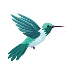 Cute hummingbird flying animal nature icon vector i