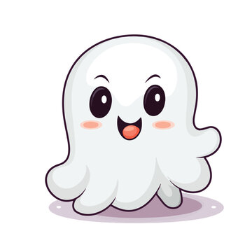 Cute Halloween ghost. Little Emoji ghost. Frighteni