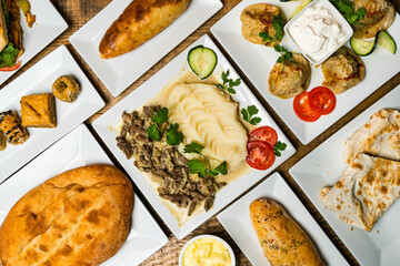 Armenian food flat lay composition
