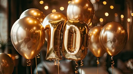 Golden Celebration: A Single Number Balloon in Shimmering Gold for Milestones and Special Occasions
