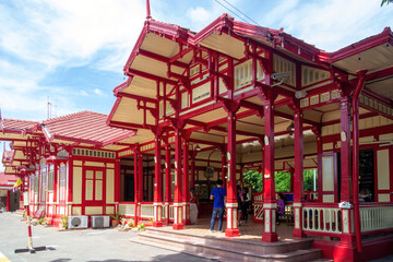 The front of Hua Hin railway station in Prchuap Khiri Khan province, Thailand