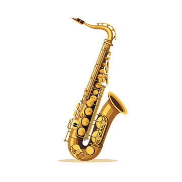 Detailed saxophone icon flat vector illustration is