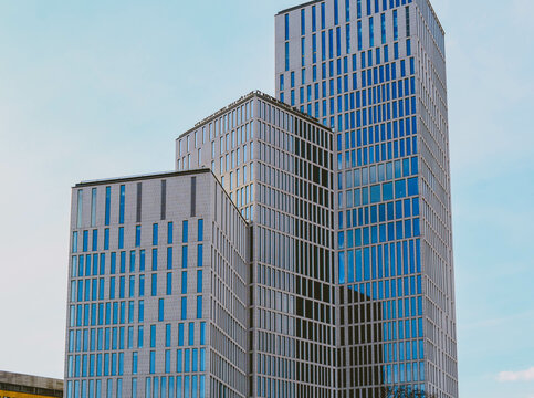 Modern scandinavian architecture buildings. View of Malmo Skyline and Hamnkanalen Canal - Malmhattan.
