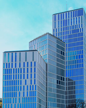 Modern scandinavian architecture buildings. View of Malmo Skyline and Hamnkanalen Canal - Malmhattan.