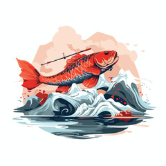 Fishing graphic design flat vector illustration 