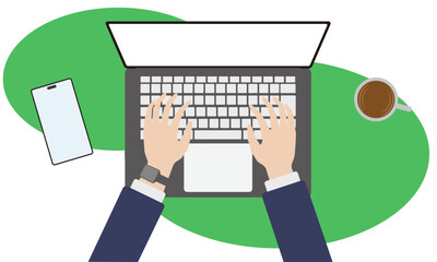 ノートパソコンでの作業を俯瞰