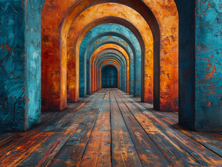 Vibrant Colored Archway Corridor