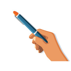Hand holding pen flat vector illustration isolated