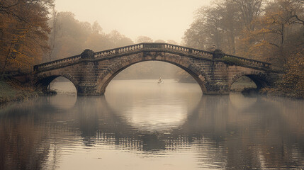 Tranquil River Reflections: Arching Bridge Over Water