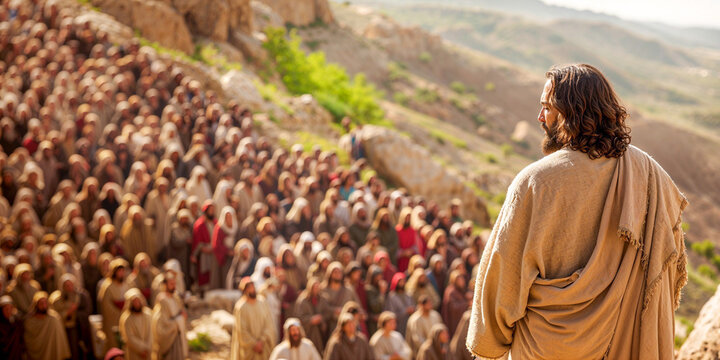 The Sermon on the Mount, Jesus, Christianity, Biblical, wide banner, copyspace