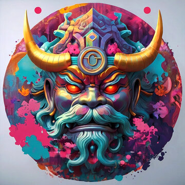 ancient gods in multicolored graffiti style illustration

