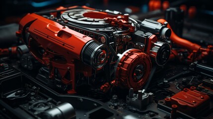 Fototapeta na wymiar Close-Up of Car Engine