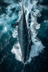 Beautiful view of a racing sailboat in the ocean - 764408109