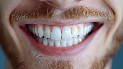 Male perfect smile with beautiful white teeth - 764408357