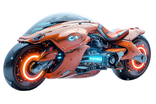 A colorful futuristic hoverbike soaring through the air in a 3D cartoon style.