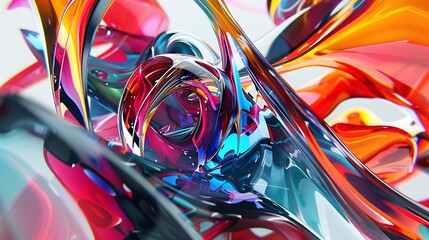 3D rendering. Abstract twisted shapes. Colorful glossy tubes. - obrazy, fototapety, plakaty