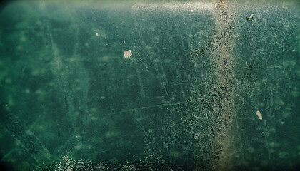 Artistic vintage photo with film grain, dust and scratches. Dark green rusty metal plate for background textures. old-fashioned; shallow depth of field - obrazy, fototapety, plakaty