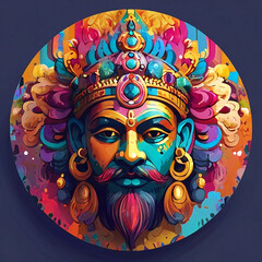 Naklejka premium ancient gods in multicolored graffiti style illustration 