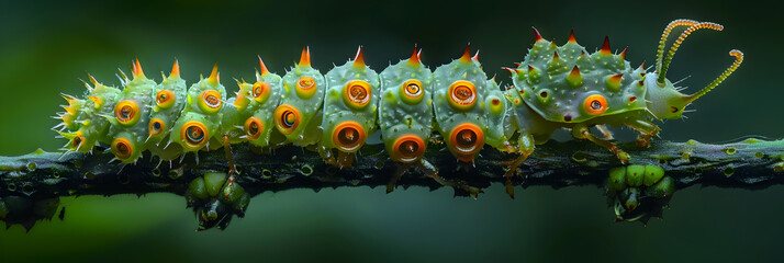  Insect-Shaped Thorn Pico Bonito National Park,
 Colorful Caterpillar in Natural Setting - Close-Up Shot 
