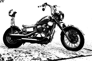 vector antique motorcycle vintage chopper custom vector image on transparent white background mocup