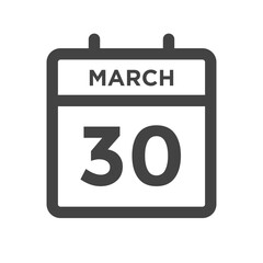March 30 Calendar Day or Calender Date for Deadlines or Appointment