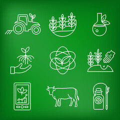 Sustainable Farming Icon Set with Maximizing Soil Coverage and Integrate Livestock-Examples for Regenerative Agriculture Icon Set